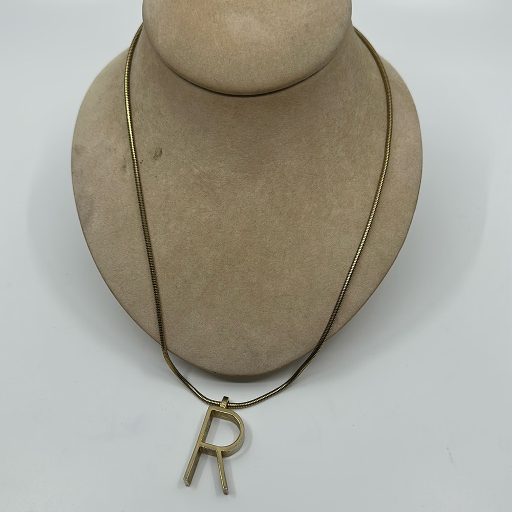Chucky Initial R pendant goldtone necklace